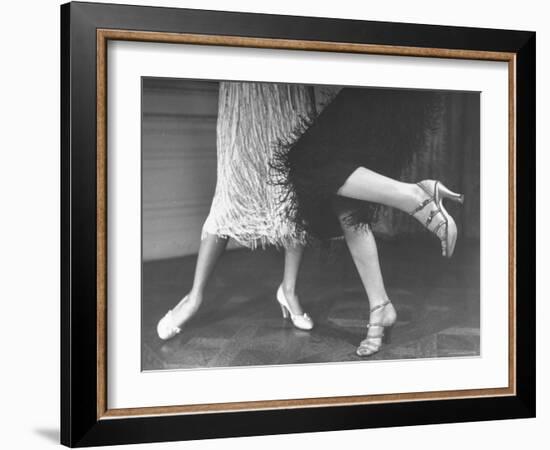 Charleston Dancers in Fringed Skirts Wearing Rhinestone Trimmed Pumps and Strapped Sandals-Nina Leen-Framed Photographic Print