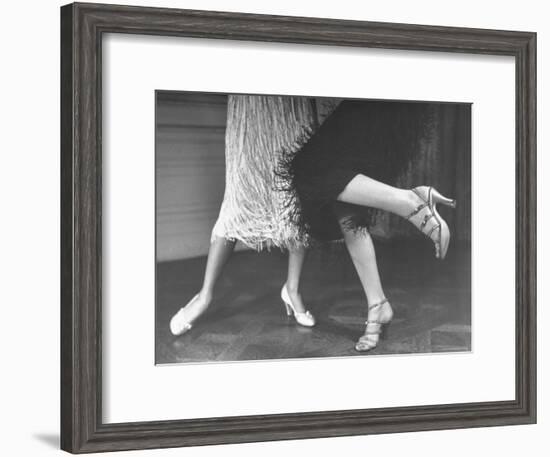 Charleston Dancers in Fringed Skirts Wearing Rhinestone Trimmed Pumps and Strapped Sandals-Nina Leen-Framed Photographic Print