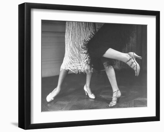 Charleston Dancers in Fringed Skirts Wearing Rhinestone Trimmed Pumps and Strapped Sandals-Nina Leen-Framed Photographic Print