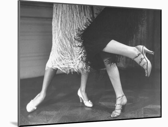 Charleston Dancers in Fringed Skirts Wearing Rhinestone Trimmed Pumps and Strapped Sandals-Nina Leen-Mounted Photographic Print