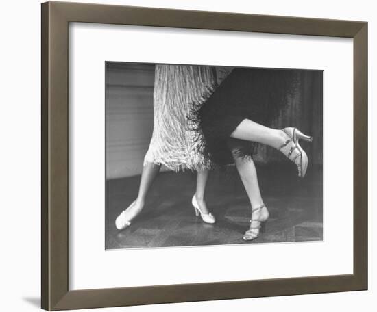 Charleston Dancers in Fringed Skirts Wearing Rhinestone Trimmed Pumps and Strapped Sandals-Nina Leen-Framed Photographic Print