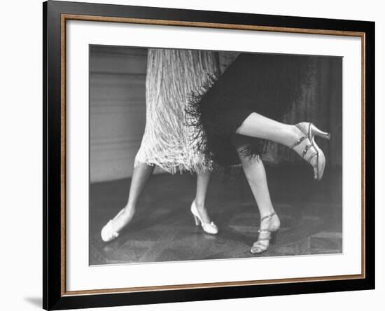 Charleston Dancers in Fringed Skirts Wearing Rhinestone Trimmed Pumps and Strapped Sandals-Nina Leen-Framed Photographic Print