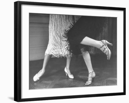 Charleston Dancers in Fringed Skirts Wearing Rhinestone Trimmed Pumps and Strapped Sandals-Nina Leen-Framed Photographic Print