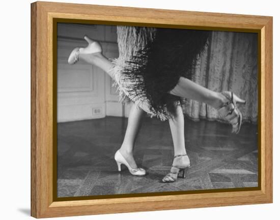 Charleston Dancers in Fringed Skirts Wearing Rhinestone-Trimmed Pumps and Strapped Sandals-Nina Leen-Framed Premier Image Canvas