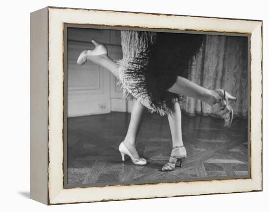 Charleston Dancers in Fringed Skirts Wearing Rhinestone-Trimmed Pumps and Strapped Sandals-Nina Leen-Framed Premier Image Canvas