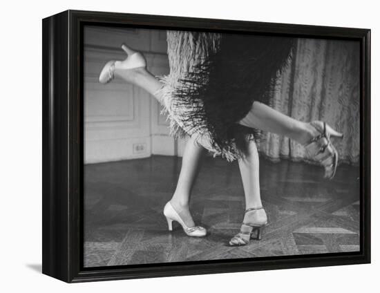 Charleston Dancers in Fringed Skirts Wearing Rhinestone-Trimmed Pumps and Strapped Sandals-Nina Leen-Framed Premier Image Canvas