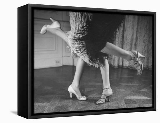 Charleston Dancers in Fringed Skirts Wearing Rhinestone-Trimmed Pumps and Strapped Sandals-Nina Leen-Framed Premier Image Canvas