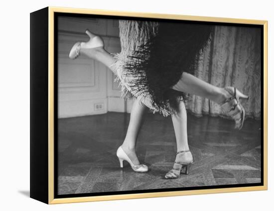 Charleston Dancers in Fringed Skirts Wearing Rhinestone-Trimmed Pumps and Strapped Sandals-Nina Leen-Framed Premier Image Canvas