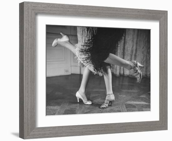 Charleston Dancers in Fringed Skirts Wearing Rhinestone-Trimmed Pumps and Strapped Sandals-Nina Leen-Framed Photographic Print