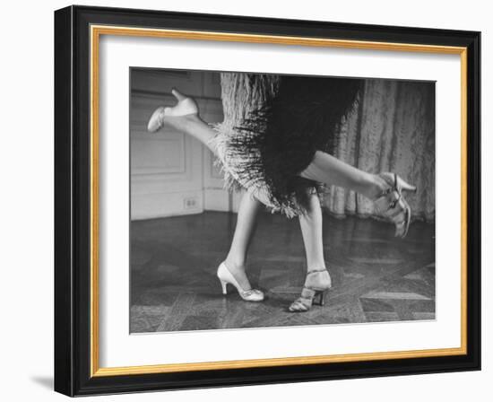 Charleston Dancers in Fringed Skirts Wearing Rhinestone-Trimmed Pumps and Strapped Sandals-Nina Leen-Framed Photographic Print