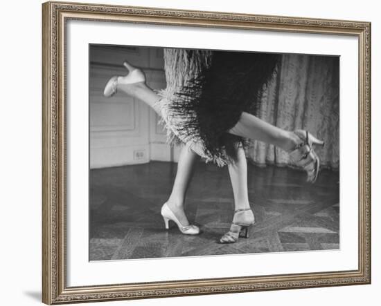 Charleston Dancers in Fringed Skirts Wearing Rhinestone-Trimmed Pumps and Strapped Sandals-Nina Leen-Framed Photographic Print