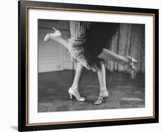 Charleston Dancers in Fringed Skirts Wearing Rhinestone-Trimmed Pumps and Strapped Sandals-Nina Leen-Framed Photographic Print