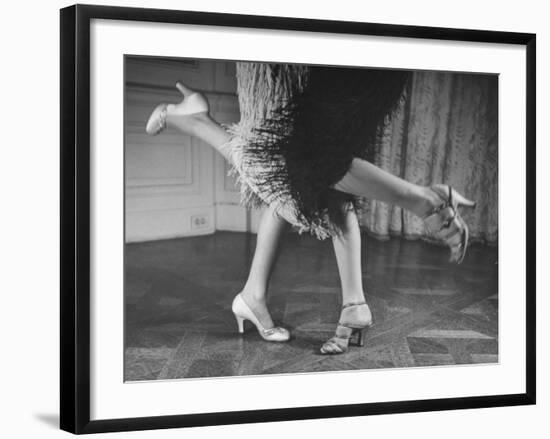 Charleston Dancers in Fringed Skirts Wearing Rhinestone-Trimmed Pumps and Strapped Sandals-Nina Leen-Framed Photographic Print