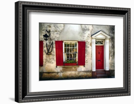 Charleston Red Door And Shutters-George Oze-Framed Photographic Print