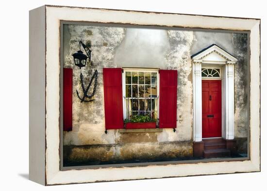 Charleston Red Door And Shutters-George Oze-Framed Premier Image Canvas