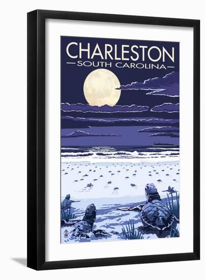 Charleston, South Carolina - Baby Sea Turtles-Lantern Press-Framed Art Print