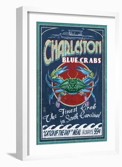 Charleston, South Carolina - Blue Crabs-Lantern Press-Framed Art Print