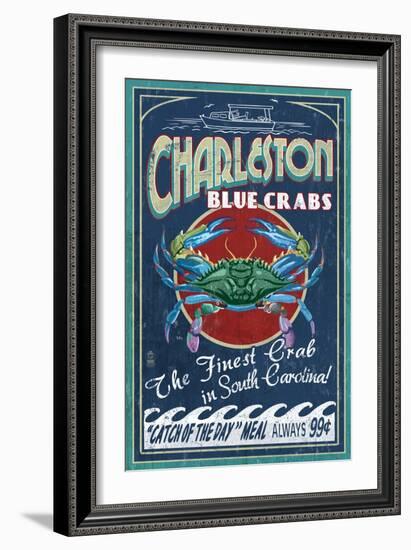 Charleston, South Carolina - Blue Crabs-Lantern Press-Framed Art Print