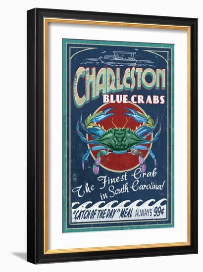 Charleston, South Carolina - Blue Crabs-Lantern Press-Framed Art Print