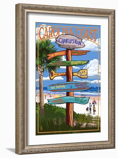 Charleston, South Carolina - Destination Signs-Lantern Press-Framed Art Print