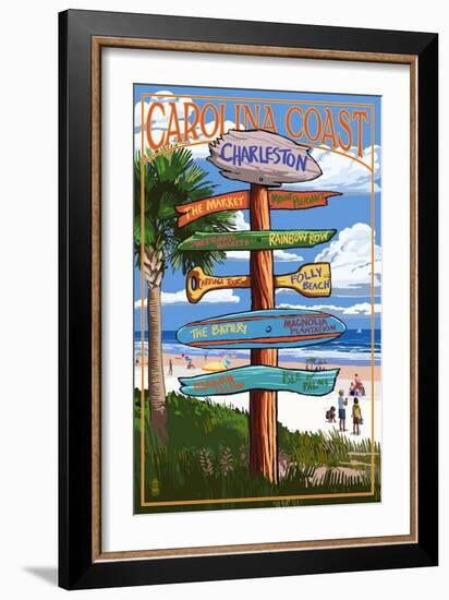 Charleston, South Carolina - Destination Signs-Lantern Press-Framed Art Print