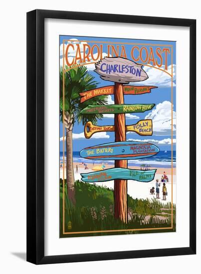 Charleston, South Carolina - Destination Signs-Lantern Press-Framed Art Print