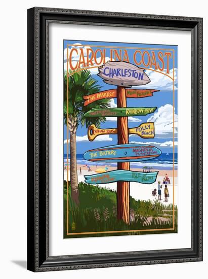 Charleston, South Carolina - Destination Signs-Lantern Press-Framed Art Print