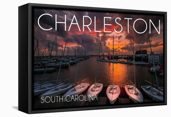 Charleston, South Carolina - Harbor and Sunset-Lantern Press-Framed Stretched Canvas