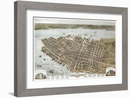 Charleston, South Carolina - Panoramic Map-Lantern Press-Framed Art Print