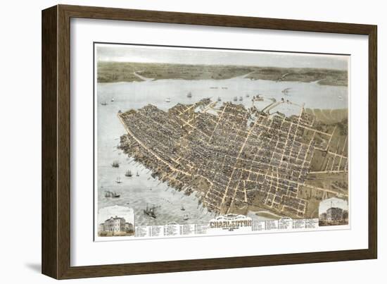 Charleston, South Carolina - Panoramic Map-Lantern Press-Framed Art Print