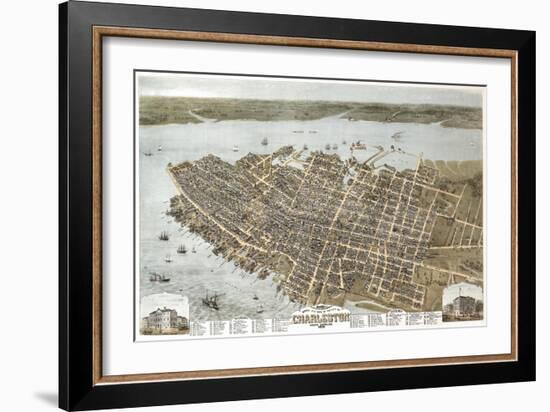 Charleston, South Carolina - Panoramic Map-Lantern Press-Framed Art Print