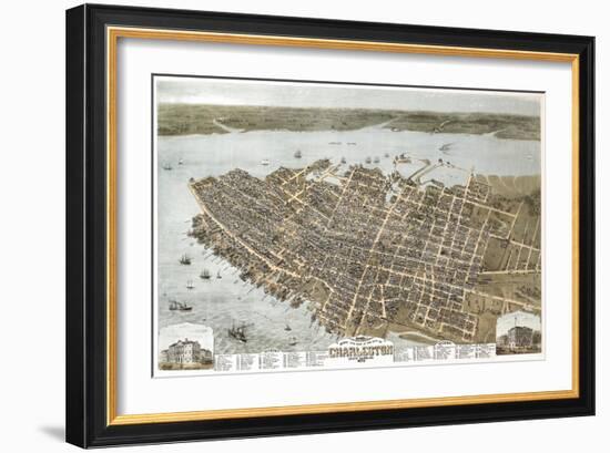 Charleston, South Carolina - Panoramic Map-Lantern Press-Framed Art Print