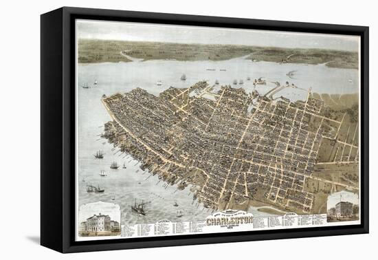 Charleston, South Carolina - Panoramic Map-Lantern Press-Framed Stretched Canvas