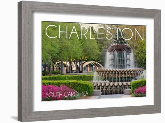 Charleston, South Carolina - Pineapple Fountain-Lantern Press-Framed Art Print