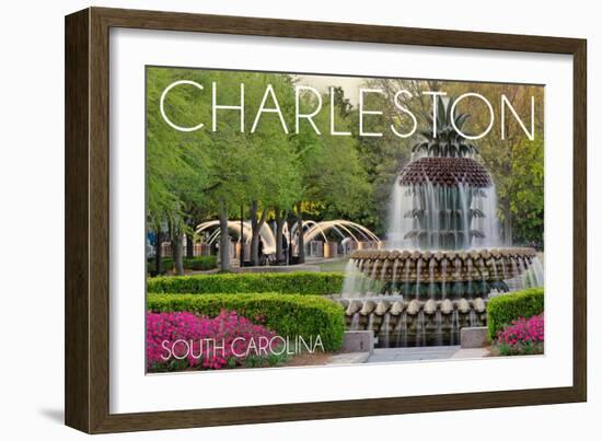 Charleston, South Carolina - Pineapple Fountain-Lantern Press-Framed Art Print