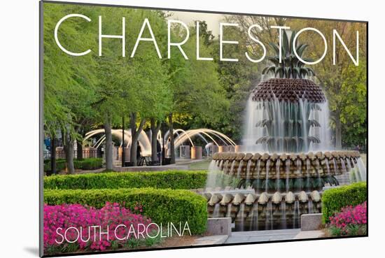 Charleston, South Carolina - Pineapple Fountain-Lantern Press-Mounted Art Print