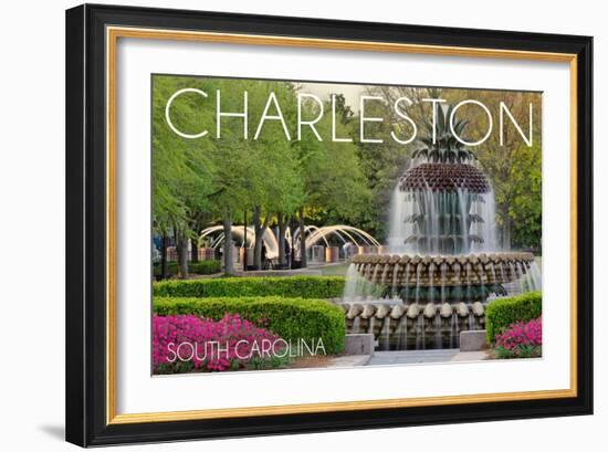 Charleston, South Carolina - Pineapple Fountain-Lantern Press-Framed Art Print