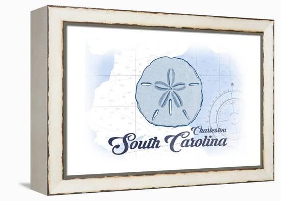 Charleston, South Carolina - Sand Dollar - Blue - Coastal Icon-Lantern Press-Framed Stretched Canvas