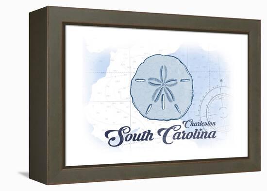 Charleston, South Carolina - Sand Dollar - Blue - Coastal Icon-Lantern Press-Framed Stretched Canvas