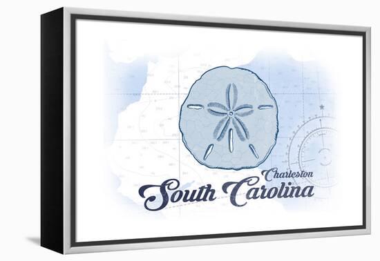 Charleston, South Carolina - Sand Dollar - Blue - Coastal Icon-Lantern Press-Framed Stretched Canvas