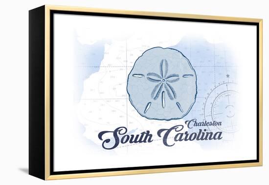 Charleston, South Carolina - Sand Dollar - Blue - Coastal Icon-Lantern Press-Framed Stretched Canvas