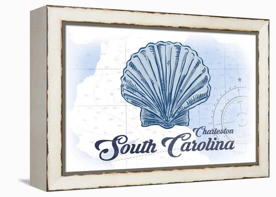 Charleston, South Carolina - Scallop Shell - Blue - Coastal Icon-Lantern Press-Framed Stretched Canvas