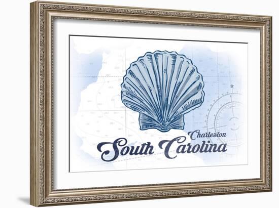 Charleston, South Carolina - Scallop Shell - Blue - Coastal Icon-Lantern Press-Framed Art Print