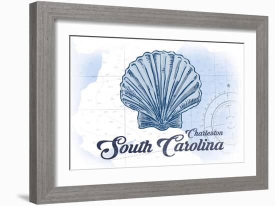 Charleston, South Carolina - Scallop Shell - Blue - Coastal Icon-Lantern Press-Framed Art Print