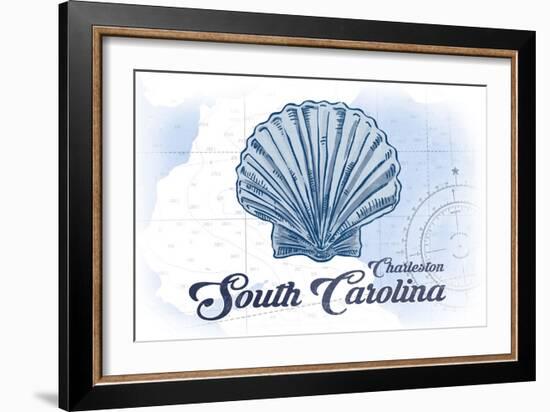 Charleston, South Carolina - Scallop Shell - Blue - Coastal Icon-Lantern Press-Framed Art Print