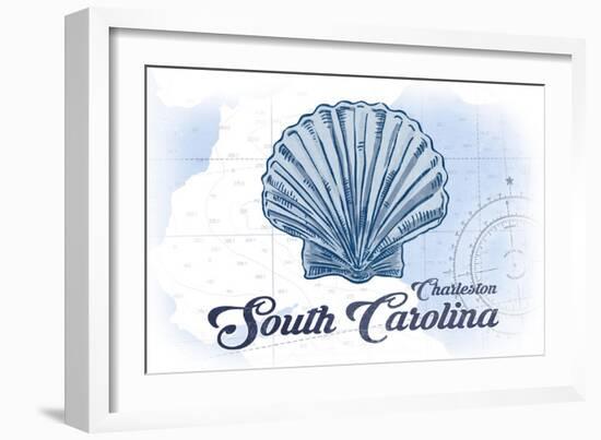 Charleston, South Carolina - Scallop Shell - Blue - Coastal Icon-Lantern Press-Framed Art Print