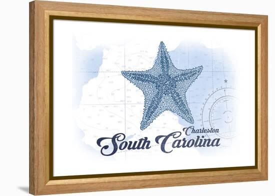 Charleston, South Carolina - Starfish - Blue - Coastal Icon-Lantern Press-Framed Stretched Canvas