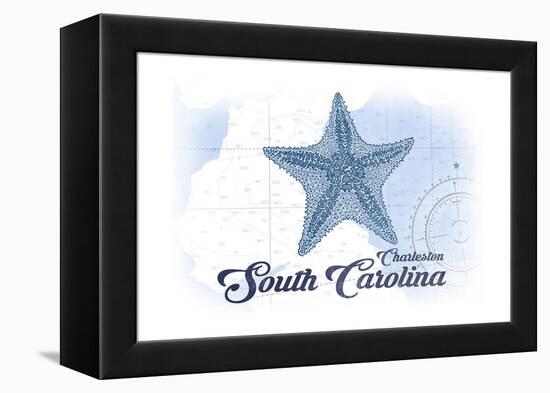 Charleston, South Carolina - Starfish - Blue - Coastal Icon-Lantern Press-Framed Stretched Canvas