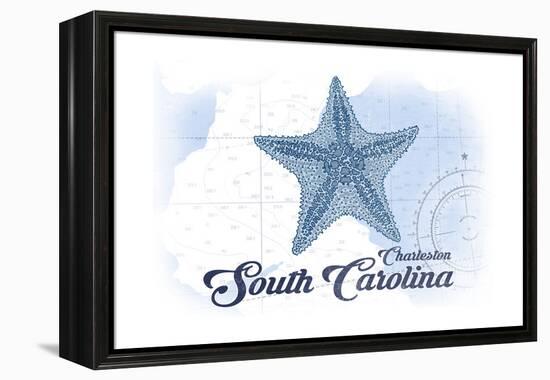 Charleston, South Carolina - Starfish - Blue - Coastal Icon-Lantern Press-Framed Stretched Canvas