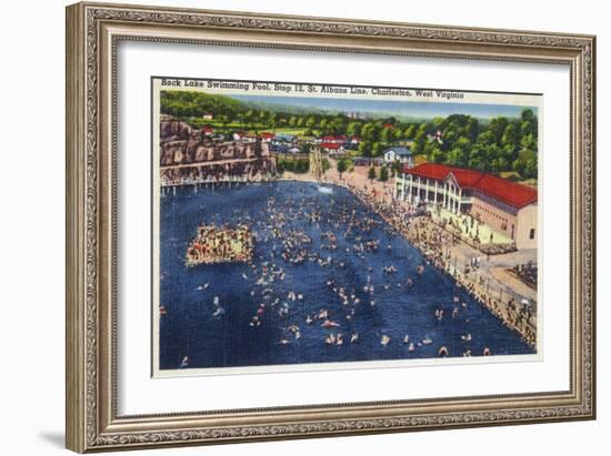 Charleston, West Virginia - Rock Lake Swimming Pool View-Lantern Press-Framed Art Print
